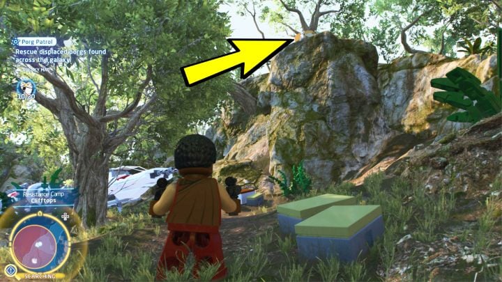 The porg is on a tall rock - LEGO Skywalker Saga: Porg Patrol - walkthrough - LEGO Skywalker Saga: Challenges - LEGO Skywalker Saga Guide