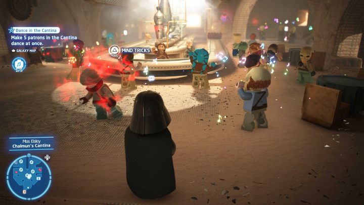 The Dance in the Cantina challenge is unlocked by completing the Bab Bar Brawl side mission - LEGO Skywalker Saga: Dance in the Cantina - walkthrough - LEGO Skywalker Saga: Challenges - LEGO Skywalker Saga Guide