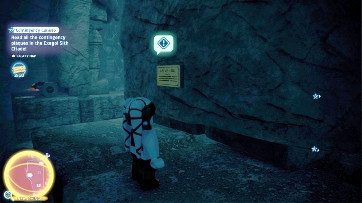 This plaque is also in the corridor leading to the lowering platform - LEGO Skywalker Saga: Contingency Curioso - walkthrough - LEGO Skywalker Saga: Challenges - LEGO Skywalker Saga Guide