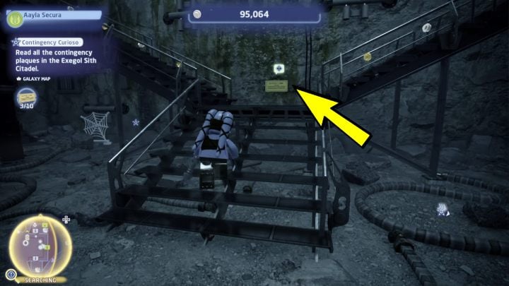 The plaque is hanging by the stairs - LEGO Skywalker Saga: Contingency Curioso - walkthrough - LEGO Skywalker Saga: Challenges - LEGO Skywalker Saga Guide