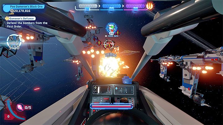 Your next objective is to protect the bombers - LEGO Skywalker Saga: Damerons Defiance - walkthrough - LEGO Skywalker Saga: Episode 8 - The Last Jedi - LEGO Skywalker Saga Guide