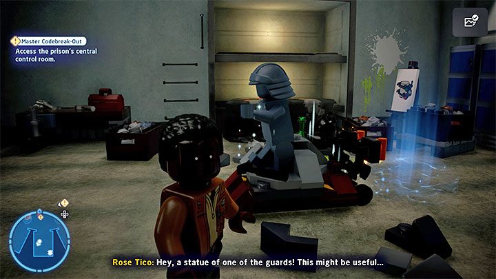 You'll unlock a cell where you can push a statue of a guard pictured above - LEGO Skywalker Saga: Master Codebreak-Out - walkthrough - LEGO Skywalker Saga: Episode 8 - The Last Jedi - LEGO Skywalker Saga Guide