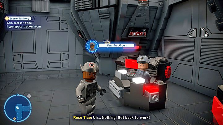 At the blue circle, the heroes will find disguises - you're next objective is to reach one of the rooms of the ship - LEGO Skywalker Saga: Chrome Dome Down - walkthrough - LEGO Skywalker Saga: Episode 8 - The Last Jedi - LEGO Skywalker Saga Guide