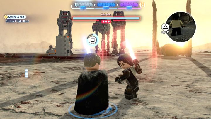 This is one of the situations where the group is divided into two teams, each with a different task at hand - LEGO Skywalker Saga: Ground A-salt - walkthrough - LEGO Skywalker Saga: Episode 8 - The Last Jedi - LEGO Skywalker Saga Guide
