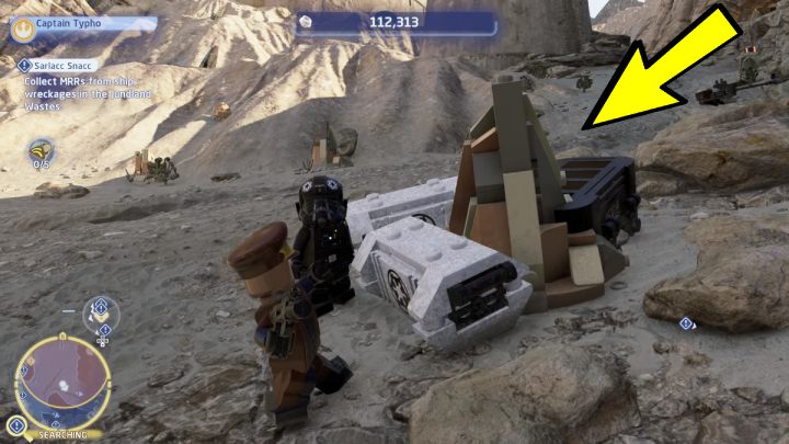 Your task will be to collect 5 items from shipwrecks - LEGO Skywalker Saga: Sarlacc Snacc - walkthrough - LEGO Skywalker Saga: Tatooine - the desert of Jundland - LEGO Skywalker Saga Guide