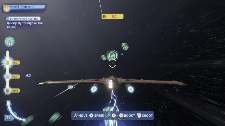 Your objective is to pass through all 21 green gates as quickly as possible - LEGO Skywalker Saga: Mustafar - trials, walkthrough - LEGO Skywalker Saga: Trials - LEGO Skywalker Saga Guide