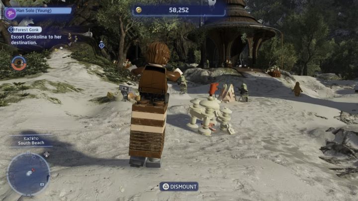 Mount or follow the droid and defeat all the Stormtroopers encountered on the way - LEGO Skywalker Saga: Forest Gonk - walkthrough - LEGO Skywalker Saga: Kashyyyk - Kachirho - LEGO Skywalker Saga Guide