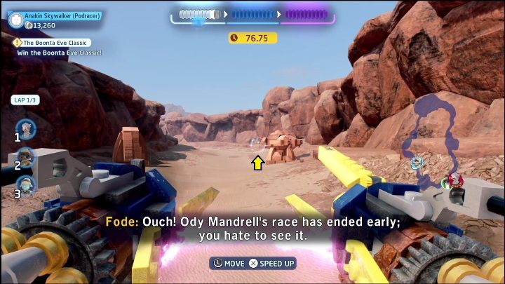 The next part is on the right side of the track, right next to the rocks - LEGO Skywalker Saga: The Phantom Menace - list of collectibles and rewards - LEGO Skywalker Saga: Minikits - LEGO Skywalker Saga Guide