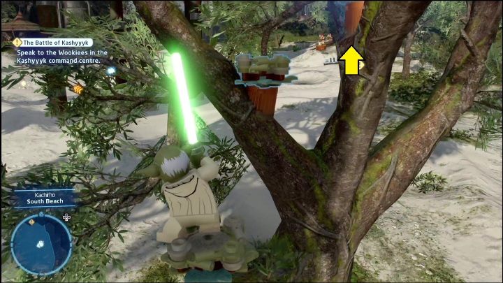To get to this Kyber Brick, you need to climb the tree - LEGO Skywalker Saga: Kachirho - list of puzzles - LEGO Skywalker Saga: Kashyyyk - LEGO Skywalker Saga Guide