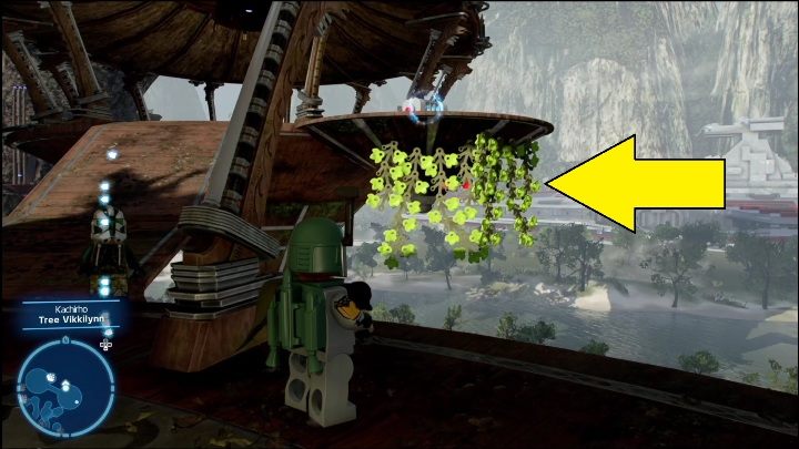 This brick can be found on a wooden platform, locked securely in a cage - LEGO Skywalker Saga: Kachirho - list of puzzles - LEGO Skywalker Saga: Kashyyyk - LEGO Skywalker Saga Guide