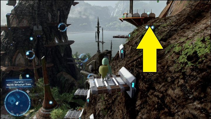 This Kyber brick is on a small wooden platform - LEGO Skywalker Saga: Kachirho - list of puzzles - LEGO Skywalker Saga: Kashyyyk - LEGO Skywalker Saga Guide