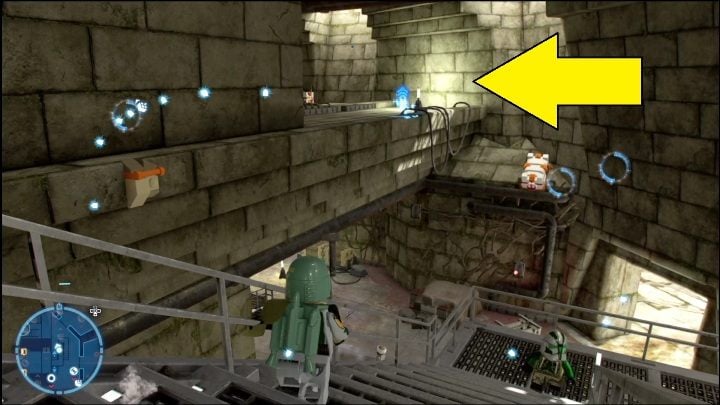 This brick is on the first floor, above a pit - LEGO Skywalker Saga: Great Temple - list of all puzzles - LEGO Skywalker Saga: The space of Yavin 4 - LEGO Skywalker Saga Guide