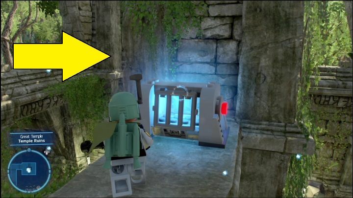This brick is locked in a chest between the ruins - LEGO Skywalker Saga: Great Temple - list of all puzzles - LEGO Skywalker Saga: The space of Yavin 4 - LEGO Skywalker Saga Guide