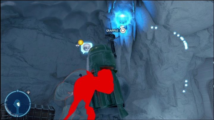 Finally, you must select a character with a grappling hook, such as a Bounty Hunter, destroy the ice in the upper-left corner of the room and grapple up to the bar to get the collectible - LEGO Skywalker Saga: Echo Base - list of all puzzles - LEGO Skywalker Saga: Hoth - LEGO Skywalker Saga Guide