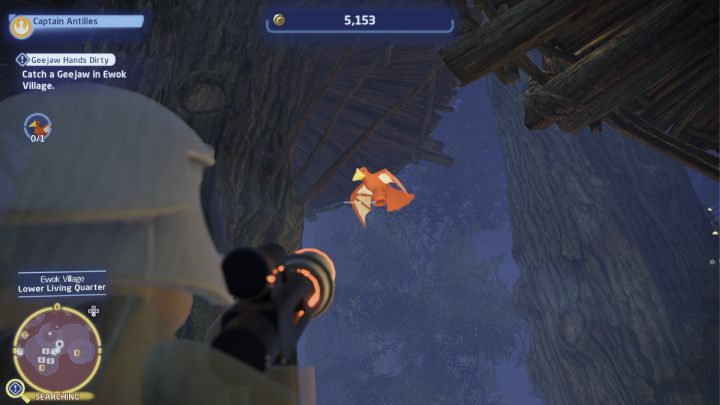 Switch to a character equipped with a ranged weapon and start shooting the bird - LEGO Skywalker Saga: Geejaw Hands Dirty - walkthrough - LEGO Skywalker Saga: Endor - the ewok village - LEGO Skywalker Saga Guide