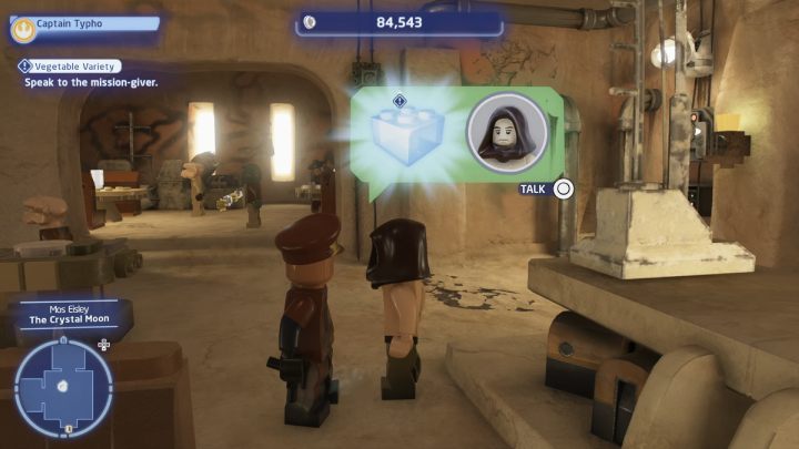 Accept the quest from the questgiver in The Crystal Moon restaurant near the Mos Eisley market - LEGO Skywalker Saga: Vegetable Variety - walkthrough - LEGO Skywalker Saga: Tatooine - Mos Eisley - LEGO Skywalker Saga Guide