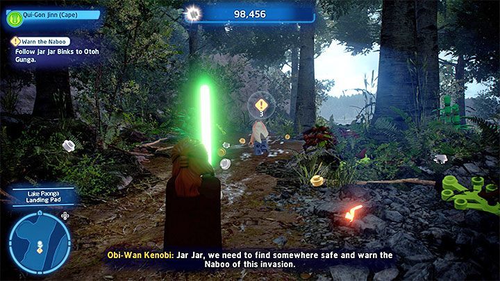 Once you arrive at Lake Paonga, talk to Jar Jar - LEGO Skywalker Saga: A Bigger Fish - walkthrough - LEGO Skywalker Saga: Episode 1 - The Phantom Menace - LEGO Skywalker Saga Guide