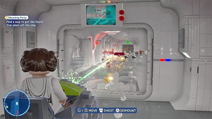 The object on the left will be a Laser Turret - LEGO Skywalker Saga: Boarding Party - walkthrough - LEGO Skywalker Saga: Episode 4 - A New Hope - LEGO Skywalker Saga Guide