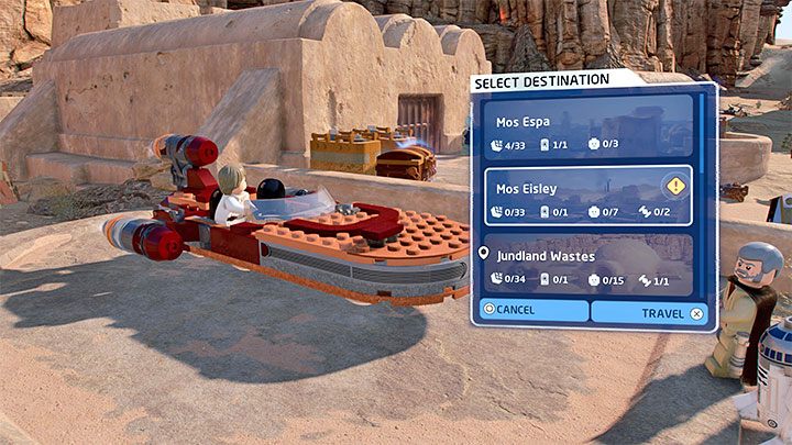 The next task is to travel to Mos Eisley - LEGO Skywalker Saga: Hunk of Junk - walkthrough - LEGO Skywalker Saga: Episode 4 - A New Hope - LEGO Skywalker Saga Guide