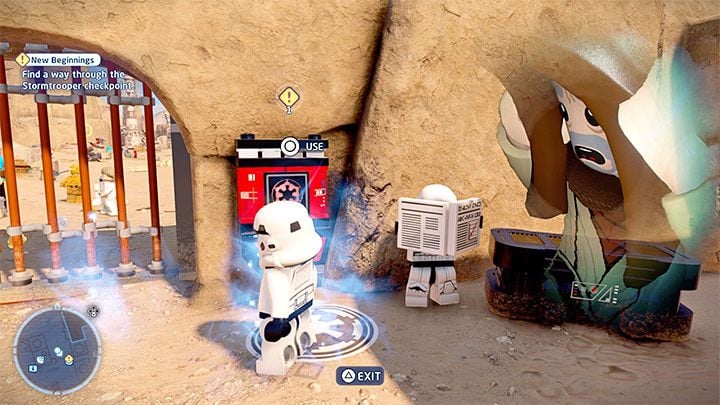In Mos Eisley, head towards the canteen - LEGO Skywalker Saga: Hunk of Junk - walkthrough - LEGO Skywalker Saga: Episode 4 - A New Hope - LEGO Skywalker Saga Guide