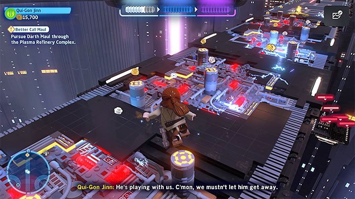After winning the second duel, Darth Maul will damage a fragment of the floor and reveal areas that emit electricity - LEGO Skywalker Saga: Darth Maul - boss, how to beat? - LEGO Skywalker Saga: Bosses - LEGO Skywalker Saga Guide