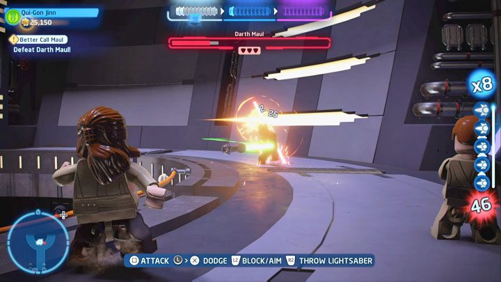 After completing all puzzles, you have to engage into the last, that is, fourth duel with the boss - LEGO Skywalker Saga: Darth Maul - boss, how to beat? - LEGO Skywalker Saga: Bosses - LEGO Skywalker Saga Guide