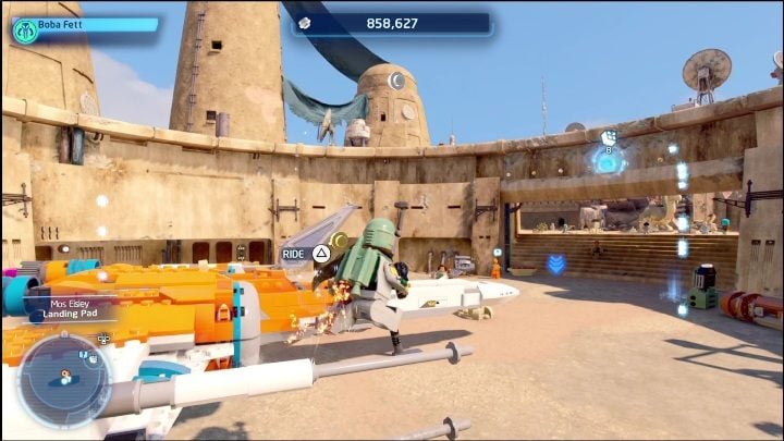 The brick is in the landing pad, on the building's upper level - LEGO Star Wars The Skywalker Saga: Mos Eisley - list of all puzzles - LEGO Skywalker Saga: Tatooine - LEGO Skywalker Saga Guide