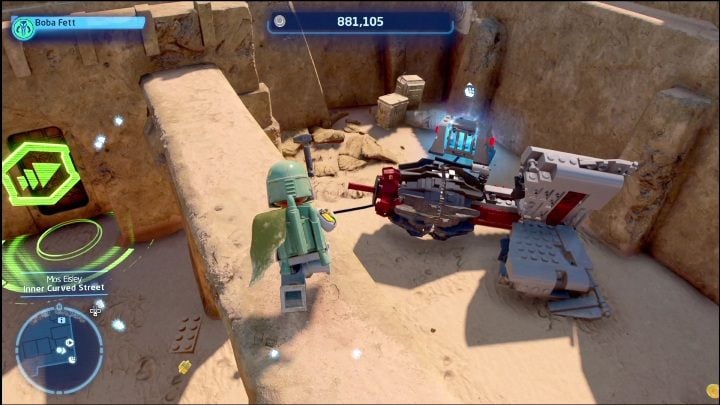 The brick is locked in a chest, in the south-eastern part of the map - LEGO Star Wars The Skywalker Saga: Mos Eisley - list of all puzzles - LEGO Skywalker Saga: Tatooine - LEGO Skywalker Saga Guide