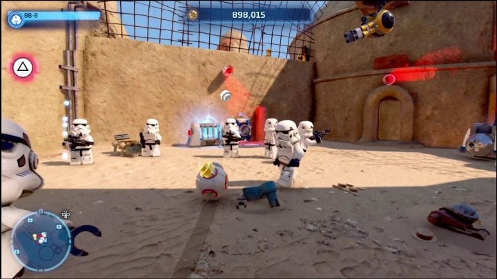 Using the terminal, you must destroy the objects by the gate to open it - LEGO Star Wars The Skywalker Saga: Mos Eisley - list of all puzzles - LEGO Skywalker Saga: Tatooine - LEGO Skywalker Saga Guide