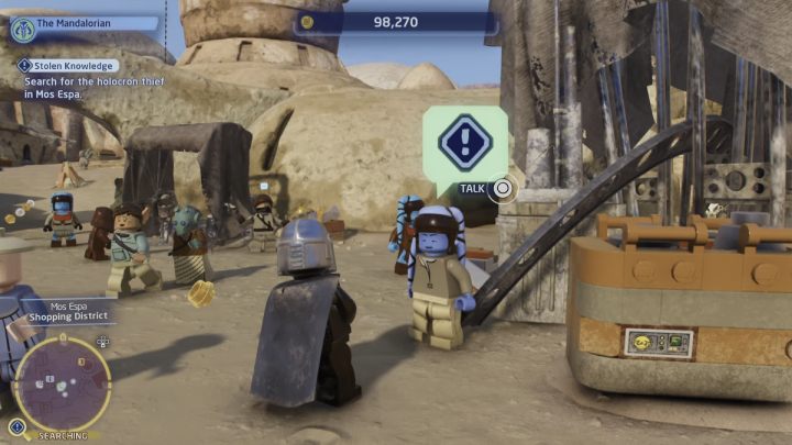 Fly to Mos Espa on Tatooine and talk to the woman in the shopping district - LEGO Skywalker Saga: Stolen Knowledge - walkthrough - LEGO Skywalker Saga: Coruscant - federal district - LEGO Skywalker Saga Guide