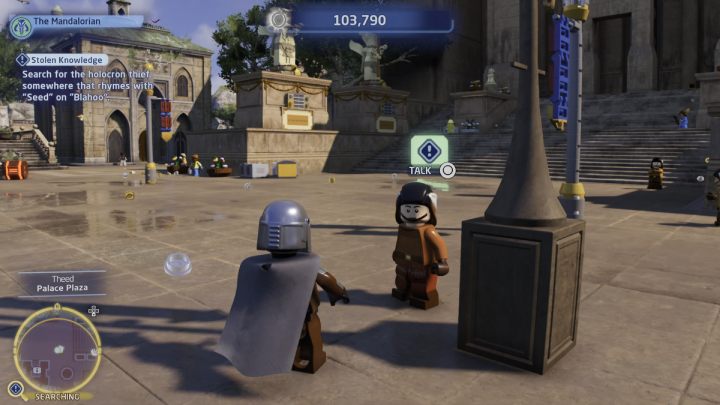 Fly to Theed on Naboo and talk to the man on the bridge - LEGO Skywalker Saga: Stolen Knowledge - walkthrough - LEGO Skywalker Saga: Coruscant - federal district - LEGO Skywalker Saga Guide
