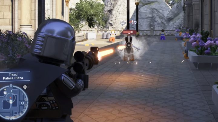 When you talk to the thief, she will start running away - LEGO Skywalker Saga: Stolen Knowledge - walkthrough - LEGO Skywalker Saga: Coruscant - federal district - LEGO Skywalker Saga Guide