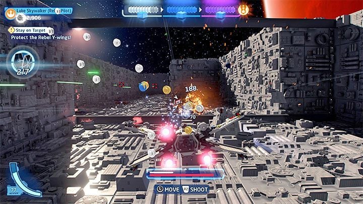 Later, you will coma across a fork - choose any route - LEGO Skywalker Saga: Stay on Target - walkthrough - LEGO Skywalker Saga: Episode 4 - A New Hope - LEGO Skywalker Saga Guide