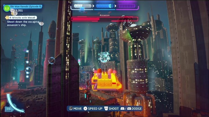 You will get the next part by flying into the largest object in the city - LEGO Skywalker Saga: Attack of the Clones - collectibles and rewards, list of all - LEGO Skywalker Saga: Minikits - LEGO Skywalker Saga Guide