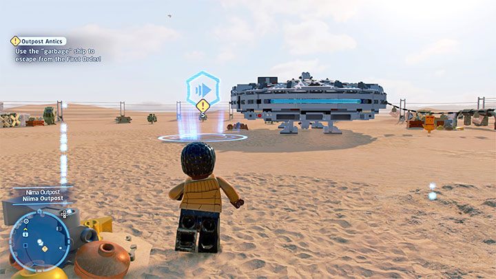 After watching the new cut-scene, head towards the passage where the gate used to be - LEGO Skywalker Saga: Low Flying Garbage - walkthrough - LEGO Skywalker Saga: Episode 7 - The Force Awakens - LEGO Skywalker Saga Guide