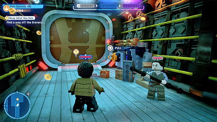 Once the quest starts, use Finn's skill to latch onto the hook - LEGO Skywalker Saga: Reap What You Solo - walkthrough - LEGO Skywalker Saga: Episode 7 - The Force Awakens - LEGO Skywalker Saga Guide