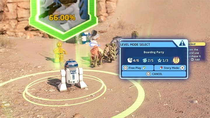 As mentioned before, completing each level in Story Mode will unlock it in Free Play - LEGO Skywalker Saga: Beginners guide - LEGO Skywalker Saga: Basics - LEGO Skywalker Saga Guide