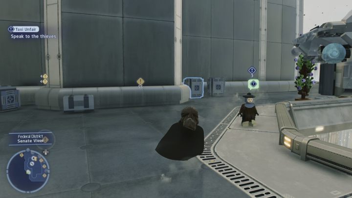 Go to the south-western area of the Federal District - LEGO Skywalker Saga: Taxi Unfair - walkthrough - LEGO Skywalker Saga: Coruscant - federal district - LEGO Skywalker Saga Guide