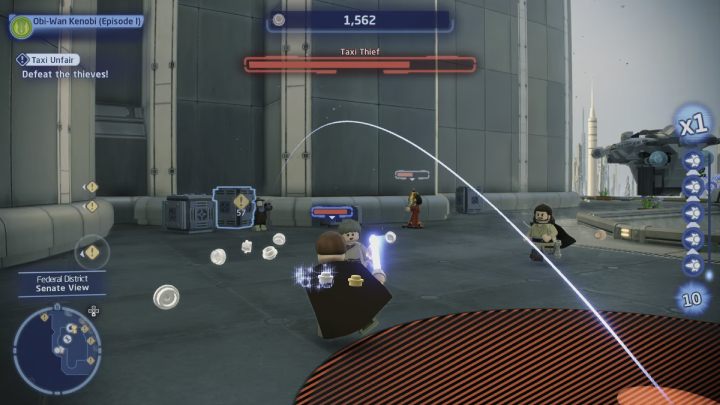 To get the taxi back you must pay 14,500 Studs, then defeat the thief and their minions - LEGO Skywalker Saga: Taxi Unfair - walkthrough - LEGO Skywalker Saga: Coruscant - federal district - LEGO Skywalker Saga Guide