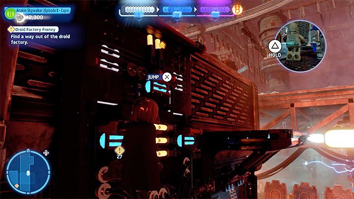 Select R2-D2 and interact with the blue terminal - LEGO Skywalker Saga: Droid Factory Frenzy - walkthrough - LEGO Skywalker Saga: Episode 2 - Attack of the Clones - LEGO Skywalker Saga Guide