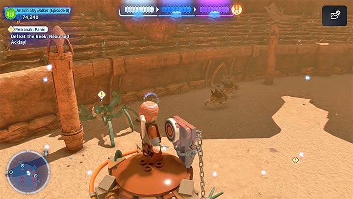 The second technique is to climb the pillar using protruding metal elements - LEGO Skywalker Saga: Petranaki Panic - walkthrough - LEGO Skywalker Saga: Episode 2 - Attack of the Clones - LEGO Skywalker Saga Guide