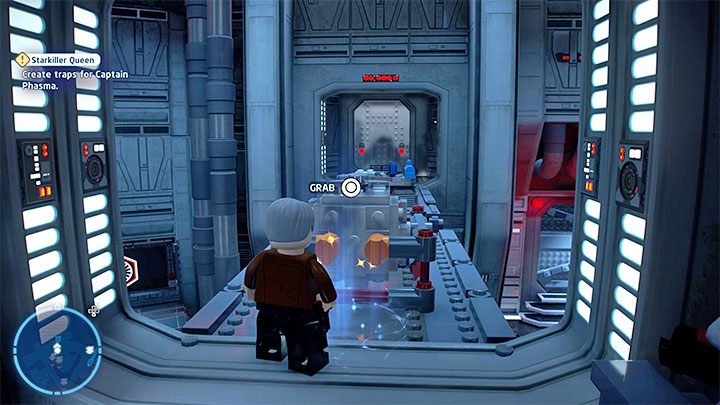 In the main room, you can use the power source to run the elevator shown in picture 1 - LEGO Skywalker Saga: Captain Phasma - boss, how to beat? - LEGO Skywalker Saga: Bosses - LEGO Skywalker Saga Guide