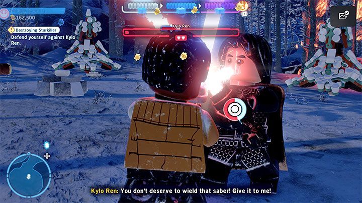 At certain moments of the duel, melee combat QTE sequences may be triggered - LEGO Skywalker Saga: Kylo Ren - boss, how to beat? - LEGO Skywalker Saga: Bosses - LEGO Skywalker Saga Guide