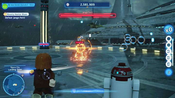 The first confrontation with Jango Fett takes place during a visit to the Tipoca City on the planet Kamino - LEGO Skywalker Saga: Jango Fett - boss, how to beat? - LEGO Skywalker Saga: Bosses - LEGO Skywalker Saga Guide