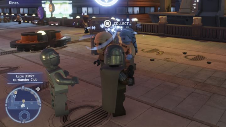 If the dine -'n'- dashers aren't following you after you leave the club, go back inside and make sure they all leave - LEGO Skywalker Saga: Crime Dining - walkthrough - LEGO Skywalker Saga: Coruscant - Uscru district - LEGO Skywalker Saga Guide