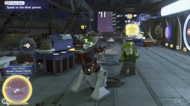 Go down to the lowest level of the district and approach the green fog - LEGO Skywalker Saga: A Raw Deal - walkthrough - LEGO Skywalker Saga: Coruscant - Uscru district - LEGO Skywalker Saga Guide