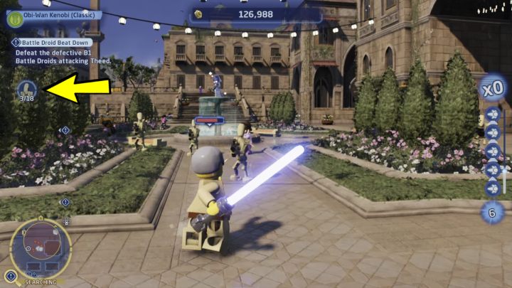 Leave the palace and follow the markers to places attacked by droids - LEGO Skywalker Saga: Battle Droid Beat Down - walkthrough - LEGO Skywalker Saga: Naboo - Theed - LEGO Skywalker Saga Guide
