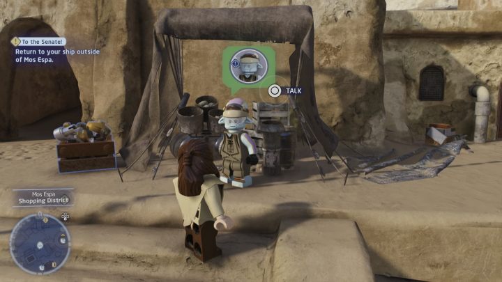 Talk to Ode Mandrell in the southeastern part of the Mos Espa shopping district - LEGO Skywalker Saga: For Pit-ys Sake - walkthrough - LEGO Skywalker Saga: Tatooine - Mos Espa - LEGO Skywalker Saga Guide