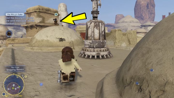 Follow the markers to the first droid - LEGO Skywalker Saga: For Pit-ys Sake - walkthrough - LEGO Skywalker Saga: Tatooine - Mos Espa - LEGO Skywalker Saga Guide