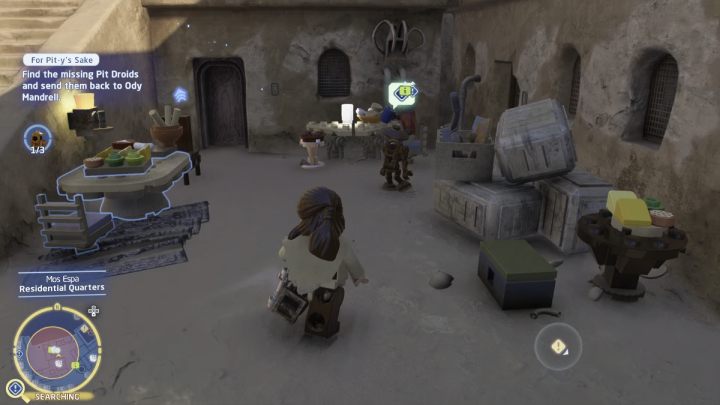 The 2nd droid is standing by the stairs next to the Living Quarters in the northern part of the city - LEGO Skywalker Saga: For Pit-ys Sake - walkthrough - LEGO Skywalker Saga: Tatooine - Mos Espa - LEGO Skywalker Saga Guide